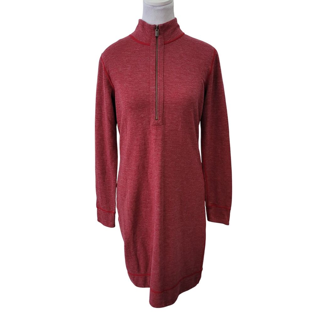 Tommy Bahama Size S‎ Red Tobago Half Zip Long Sleeve Casual Dress